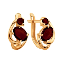 Серьги из красного золота с камнями Гранат