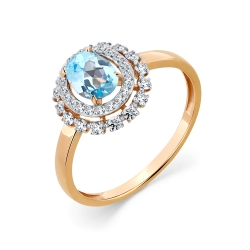 Inel din aur roșu cu pietre Cubic Zirconia Incolor, Topaz