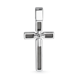 Крестик из серебра с камнями Черный бриллиант