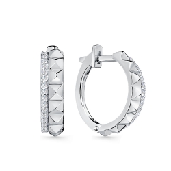 Cercei Creole din aur alb cu pietre Diamant