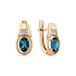 Cercei din aur roșu cu Cubic Zirconia Incolor, Topaz London