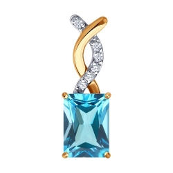 Pandantiv din aur roșu cu Cubic Zirconia Incolor, Topaz Swiss