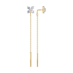 Cercei Lanț din aur roșu cu pietre Cubic Zirconia Incolor