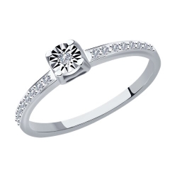 Кольцо из белого золота с камнями Бриллиант