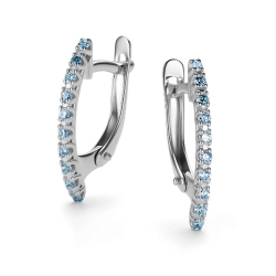 Cercei din aur alb cu pietre Diamant Sky Blue