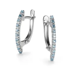Cercei din aur alb cu Diamant Sky Blue