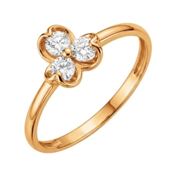 Кольцо из красного золота с камнями Фианит
