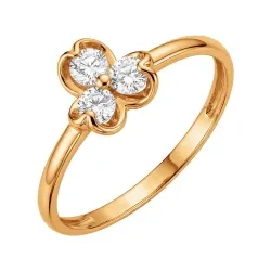 Inel din aur roșu cu Cubic Zirconia Incolor