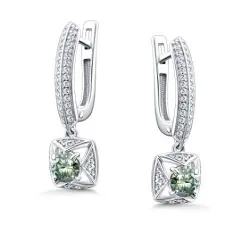 Cercei Suspendați din argint cu Cubic Zirconia Incolor, Moissanite Verde