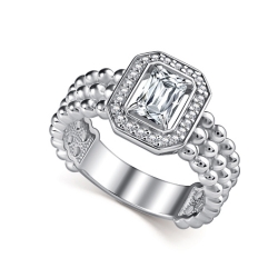 Inel din argint  cu pietre Cubic Zirconia Incolor, Cristal de munte