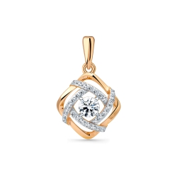 Pandantiv din aur roșu cu pietre Cubic Zirconia Incolor