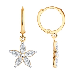 Cercei Creole din aur roșu cu pietre Cubic Zirconia Incolor