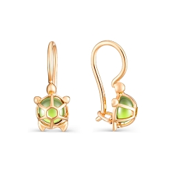 Cercei p-u copii din aur roșu cu pietre Cubic Zirconia Verde