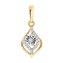 Подвеска из белого и красного золота с камнями Бриллиант