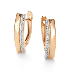 Cercei din aur roșu cu pietre Diamant