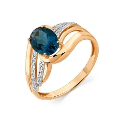 Inel din aur roșu cu Cubic Zirconia Incolor, Topaz London