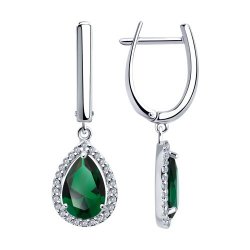 Cercei Suspendați din argint  cu pietre Cubic Zirconia Incolor, Cubic Zirconia Verde