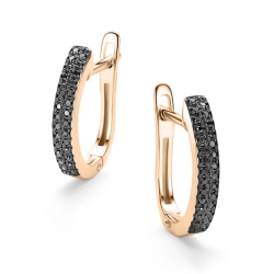 Серьги из красного золота с камнями Черный бриллиант