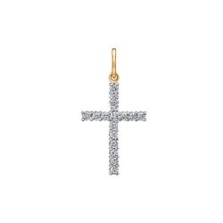 Cruce din aur roșu cu pietre Diamant