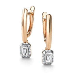 Серьги Длинные из красного золота с камнями Бриллиант