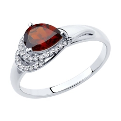 Inel din argint  cu pietre Cubic Zirconia Incolor, Granat