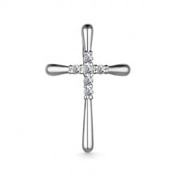 Cruce din aur alb cu pietre Diamant