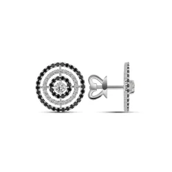 Cercei Pusete din aur alb cu Cubic Zirconia Incolor, Cubic Zirconia Negru