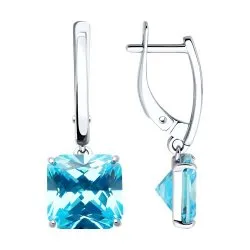 Cercei Suspendați din argint cu Cubic Zirconia Albastru