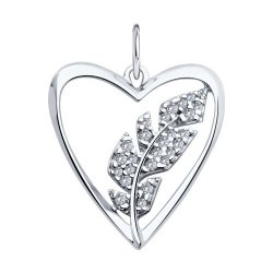 Pandantiv din argint  cu pietre Cubic Zirconia Incolor