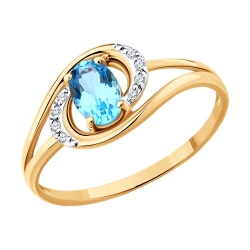 Inel din aur roșu cu Cubic Zirconia Incolor, Topaz Swiss