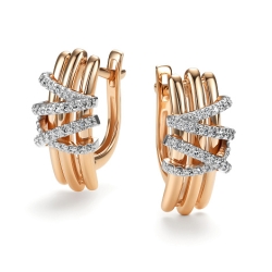 Серьги из красного золота с камнями Бриллиант