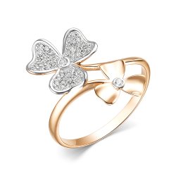Inel din aur roșu cu pietre Cubic Zirconia Incolor