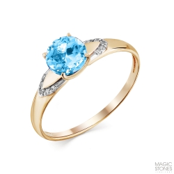 Inel din aur roșu cu pietre Cubic Zirconia Incolor, Topaz Swiss