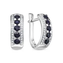 Cercei din aur alb cu Diamant, Safir