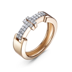 Inel din aur roșu cu pietre Cubic Zirconia Incolor