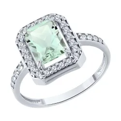 Inel din argint cu Cubic Zirconia Incolor, Prasiolit
