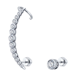 Серьги Пусеты из серебра с камнями Фианит