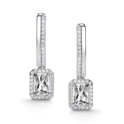 Cercei Suspendați din argint  cu pietre Cubic Zirconia Incolor, Cristal de munte