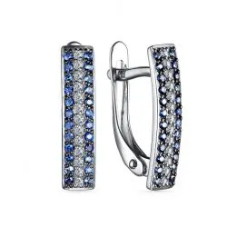 Cercei din aur alb cu Diamant, Safir