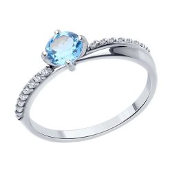 Inel din argint  cu pietre Cubic Zirconia Incolor, Topaz Swiss