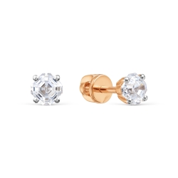 Cercei Pusete din aur roșu cu pietre Cubic Zirconia Incolor