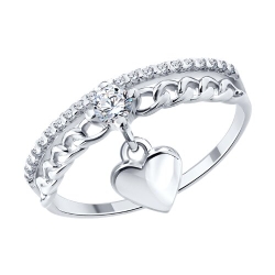 Кольцо из серебра с камнями Фианит