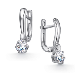 Серьги из серебра с камнями Муассанит