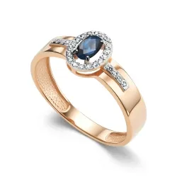 Inel din aur roșu cu Diamant, Safir