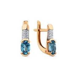 Cercei din aur roșu cu Cubic Zirconia Incolor, Topaz Swiss