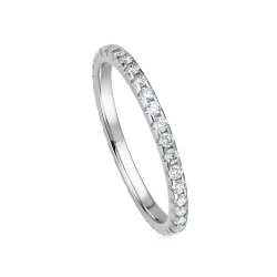 Verighetă din aur alb cu pietre Diamant
