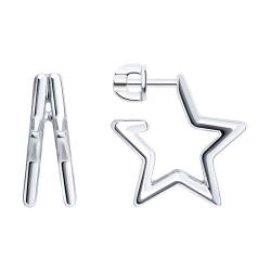 Серьги Пусеты из серебра без камней