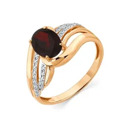 Inel din aur roșu cu Cubic Zirconia Incolor, Granat