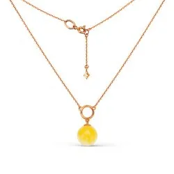 Colier din aur roșu cu Cubic Zirconia Incolor, Chihlimbar presat
