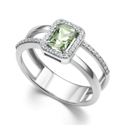 Inel din argint  cu pietre Cubic Zirconia Incolor, Prasiolit